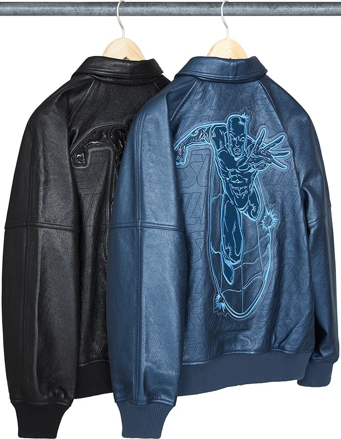 Silver Surfer Leather Varsity Jacket